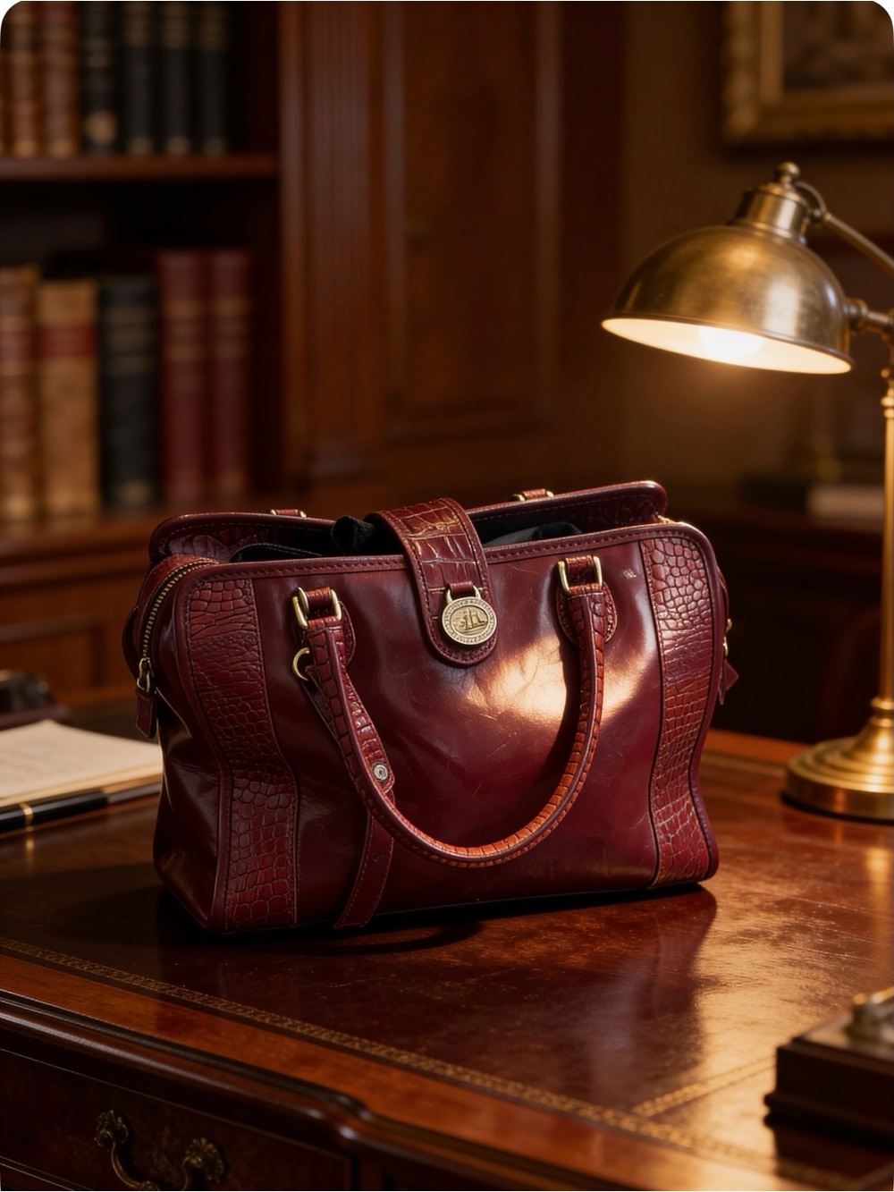 Vintage BRAHMIN Crocodile embossed leather Crossbody satchel.